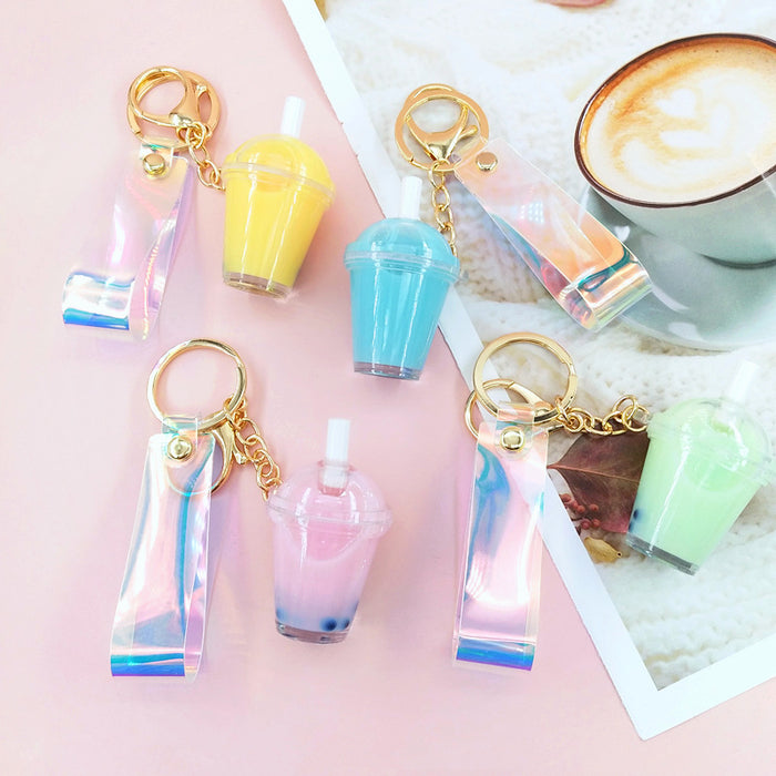 Jewelry WholesaleWholesale Into Oil Pearl Milk Tea Metal Keychain MOQ≥2 JDC-KC-YChen006 Keychains 易晨 %variant_option1% %variant_option2% %variant_option3%  Factory Price JoyasDeChina Joyas De China