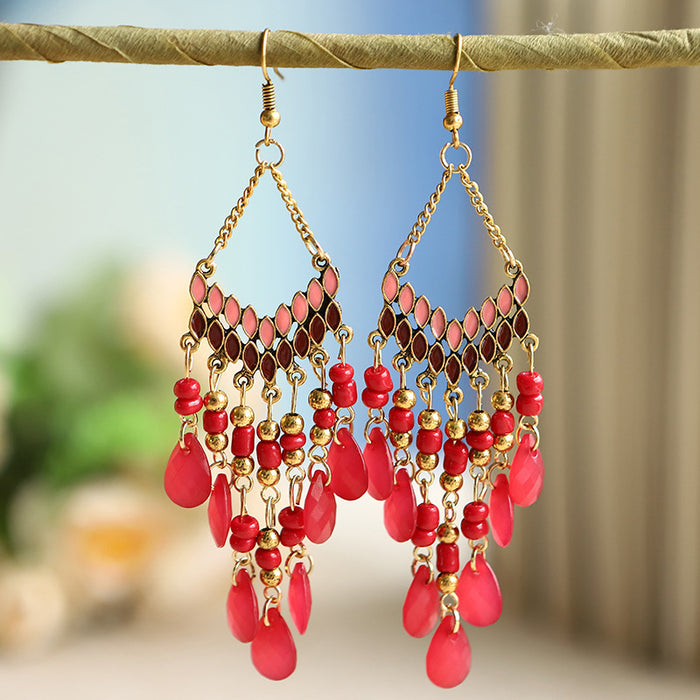 Jewelry WholesaleWholesale water drop long scalloped tassel earrings JDC-ES-daiq016 Earrings 黛茜 %variant_option1% %variant_option2% %variant_option3%  Factory Price JoyasDeChina Joyas De China