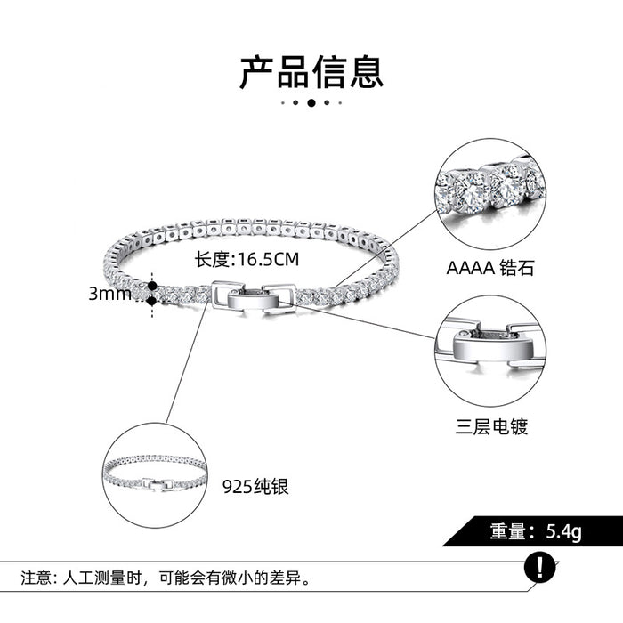 Jewelry WholesaleWholesale S925 Sterling Silver Bracelet tennis chain JDC-BT-ShangD001 Bracelet 尚达 %variant_option1% %variant_option2% %variant_option3%  Factory Price JoyasDeChina Joyas De China