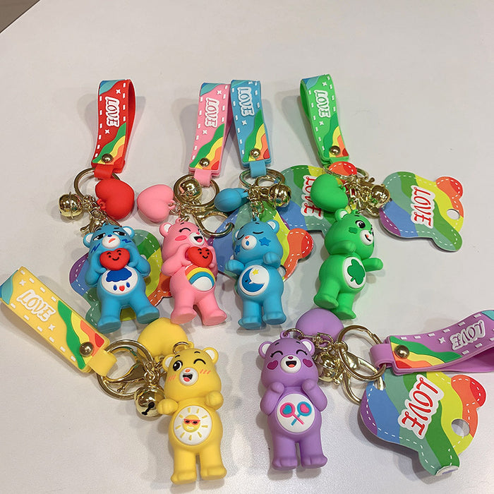 Wholesale Cartoon PVC Silicone Rainbow Bear Keychain (M) JDC-KC-JCai024