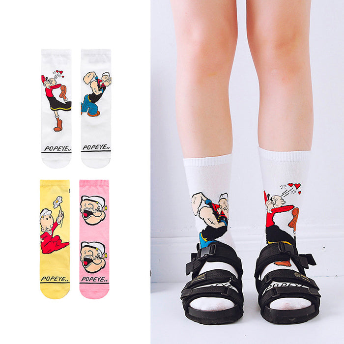 Jewelry WholesaleWholesale cartoon couple tide socks Korean trend spinach popeye socks MOQ≥5 JDC-SK-ZQB010 Sock 张泉宝 %variant_option1% %variant_option2% %variant_option3%  Factory Price JoyasDeChina Joyas De China