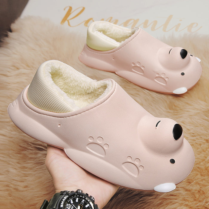 Wholesale Winter Baotou Waterproof Outer Wear Warm Thick Sole Slippers JDC-SP-Pintai004