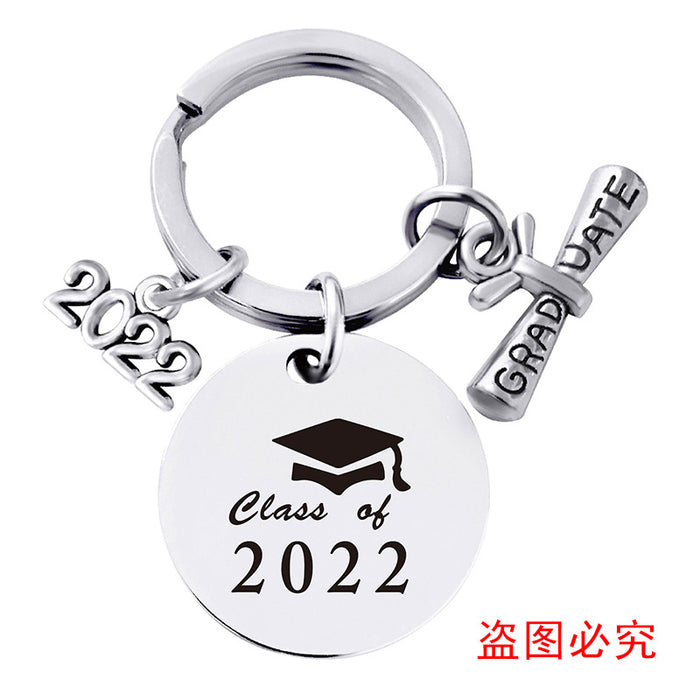 Jewelry WholesaleWholesale Stainless Steel Round Graduation Season Gift Metal Keychain JDC-KC-GangGu001 Keychains 钢古 %variant_option1% %variant_option2% %variant_option3%  Factory Price JoyasDeChina Joyas De China