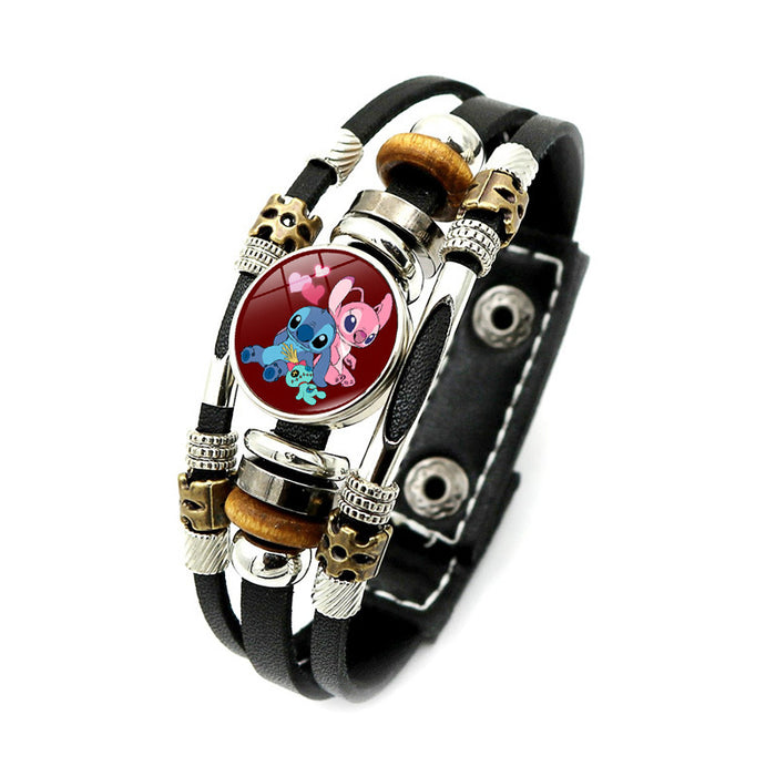 Wholesale Cartoon Alloy Glass Leather Cord Bracelet (M) JDC-BT-XuS004