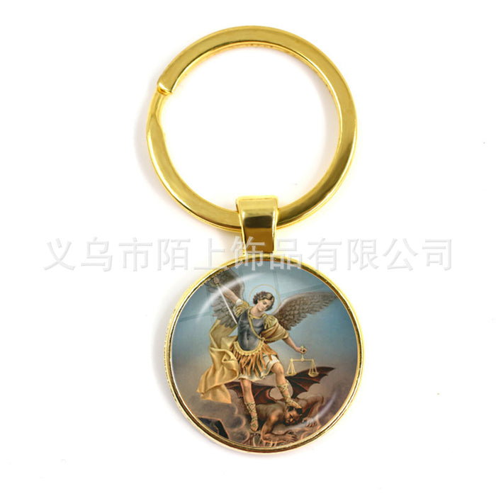 Wholesale St.Michael Russian Orthodox Time Gemstone Zinc Alloy Keychain JDC-KC-MoS001