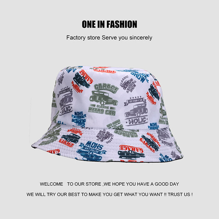 Wholesale fisherman hat printing funny graffiti double sided sun hat JDC-FH-WanY004