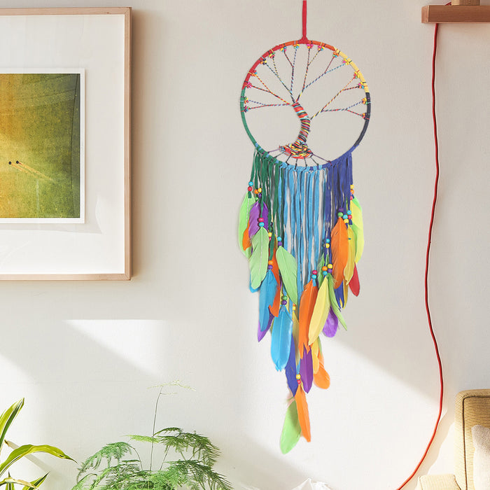 Wholesale colorful feather big floating dreamcatcher MOQ≥2 JDC-DC-BGM004