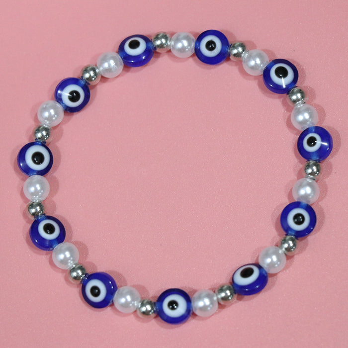 Wholesale Devil's Eye Bracelet Imitation Pearl Stretch Bracelet MOQ≥2 JDC-BT-HuoM004