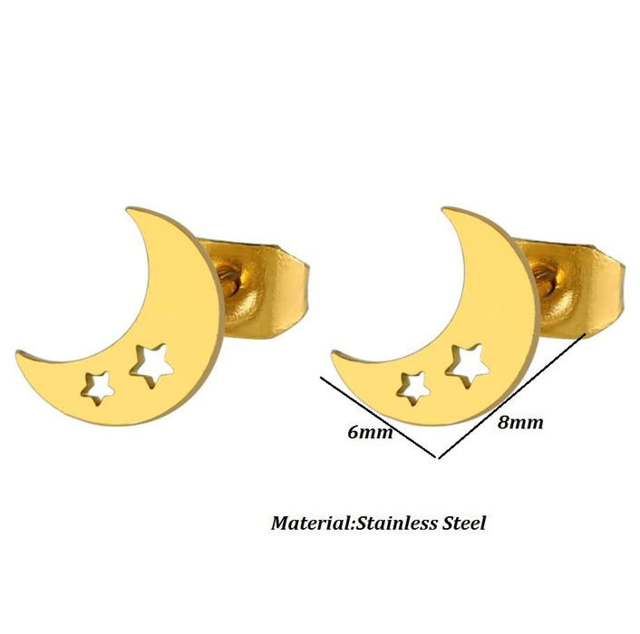 Wholesale Stainless Steel Moon Earrings JDC-ES-SS022