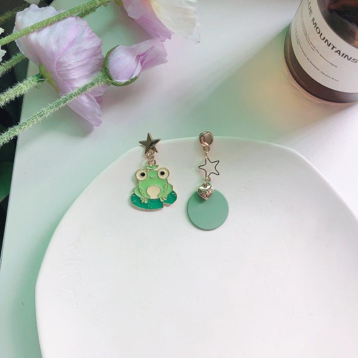 Wholesale Alloy Diving Frog Earrings Asymmetrical JDC-ES-MoN013