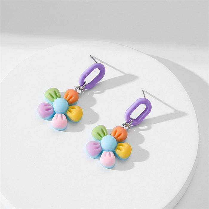 Wholesale Earrings Color Flowers Acrylic 3D Cute JDC-ES-GuTe019