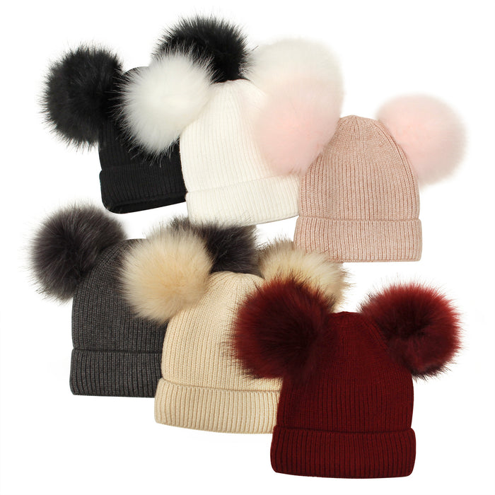 Wholesale Hat Wool and Fleece Double Wool Ball Parent-child Hat MOQ≥2 JDC-FH-Xiami003