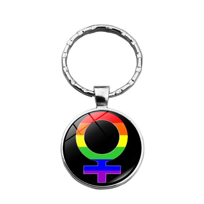 Wholesale LGBT Pride Day Alloy Glass Gemstone Keychain JDC-KC-XuS020