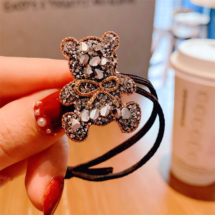 Wholesale heavy industry rhinestone bear hair rope hair accessories  (M) JDC-HS-DH002