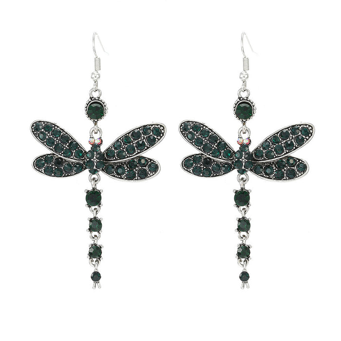 Wholesale Full Diamond Dragonfly Alloy Earrings MOQ≥2 JDC-ES-Kaiwei005