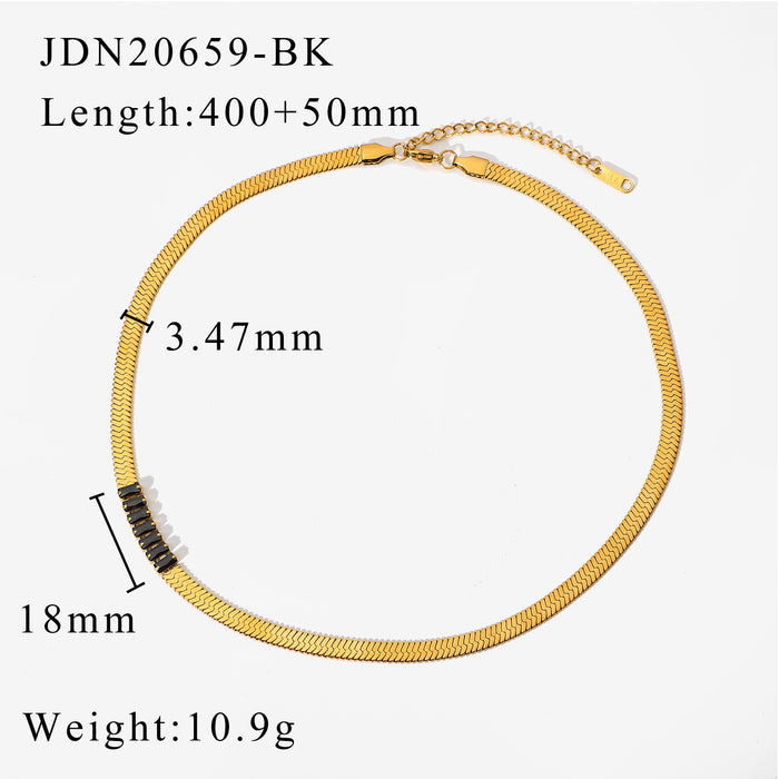 Jewelry WholesaleWholesale Gold Plated Stainless Steel Rectangle Colorful Zirconium Necklace JDC-NE-JD387 necklaces 杰鼎 %variant_option1% %variant_option2% %variant_option3%  Factory Price JoyasDeChina Joyas De China