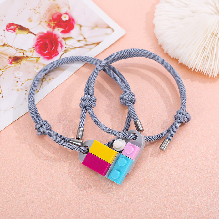 Wholesale Milanese Rope Building Blocks Assembled Love Couple Bracelet JDC-BT-ZiR013