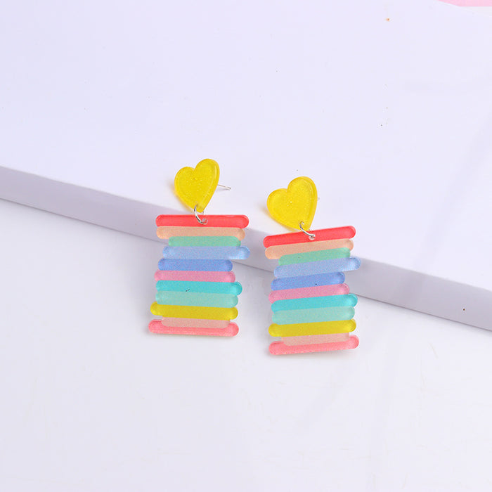 Jewelry WholesaleWholesale Butterfly Rainbow Stripes Fashion Acrylic Print Earrings JDC-ES-DUAI002 Earrings 渡爱 %variant_option1% %variant_option2% %variant_option3%  Factory Price JoyasDeChina Joyas De China