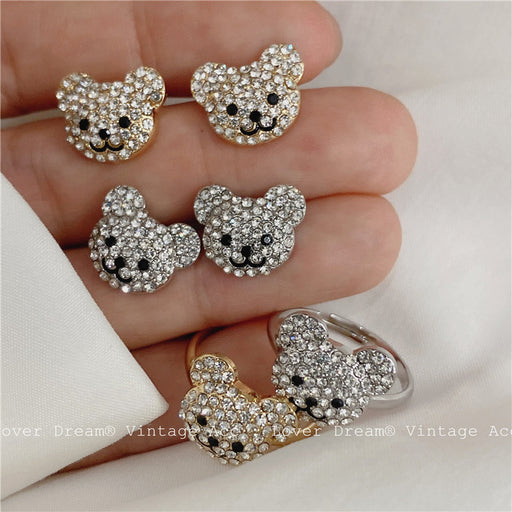 Jewelry WholesaleWholesale Vintage Bear Earrings Exaggerated Metal Diamonds JDC-ES-Lfm001 Earrings 珞芙梦 %variant_option1% %variant_option2% %variant_option3%  Factory Price JoyasDeChina Joyas De China