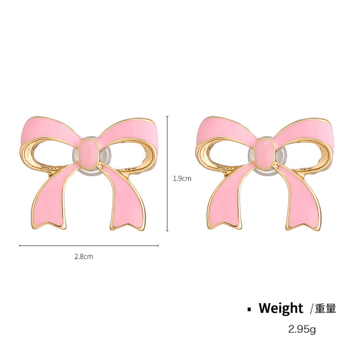 Wholesale Earrings Alloy Heart Bow Drip Oil JDC-ES-KenJ016