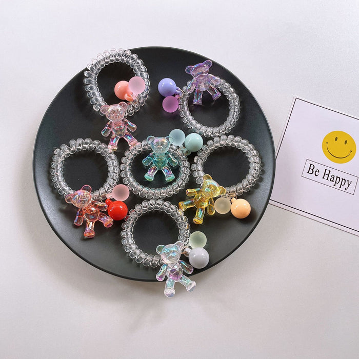 Jewelry WholesaleWholesale Bear Transparent Flower Telephone Cord JDC-HS-YiT004 Hair Scrunchies 亦桐 %variant_option1% %variant_option2% %variant_option3%  Factory Price JoyasDeChina Joyas De China