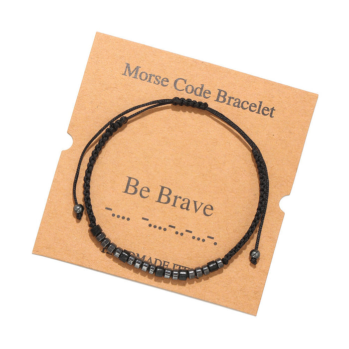 Jewelry WholesaleWholesale Morse Code Black Iron Stone Beaded Braided Bracelet JDC-BT-ZhuJ002 Bracelet 诛积 %variant_option1% %variant_option2% %variant_option3%  Factory Price JoyasDeChina Joyas De China