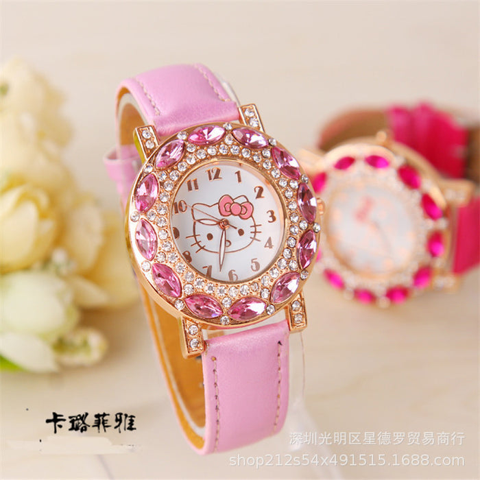 Wholesale Children's Cartoon Belt Set Diamond British Watch  MOQ≥2 JDC-WH-XingDL001