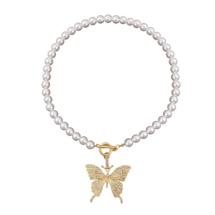 Wholesale Accessories Butterfly Clavicle Chain Simple ins Pearl Butterfly Necklace JDC-NE-ManY002