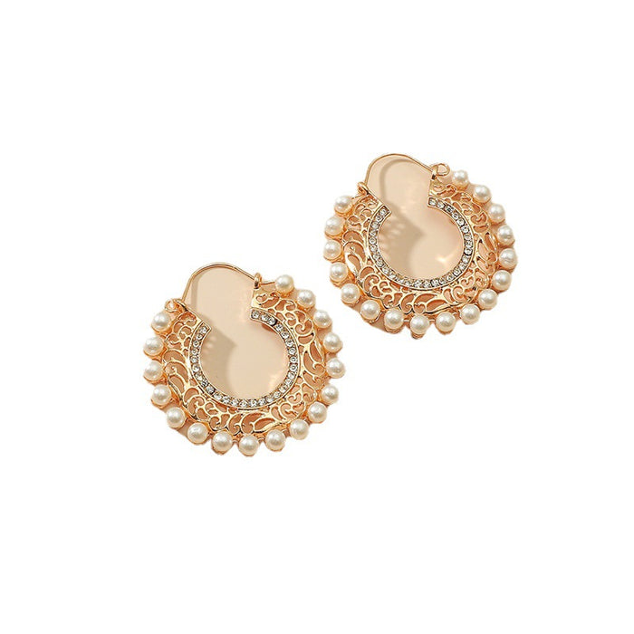 Jewelry WholesaleWholesale vintage cutout engraved pearl earrings JDC-ES-KaiQ017 Earrings 凯庆 %variant_option1% %variant_option2% %variant_option3%  Factory Price JoyasDeChina Joyas De China