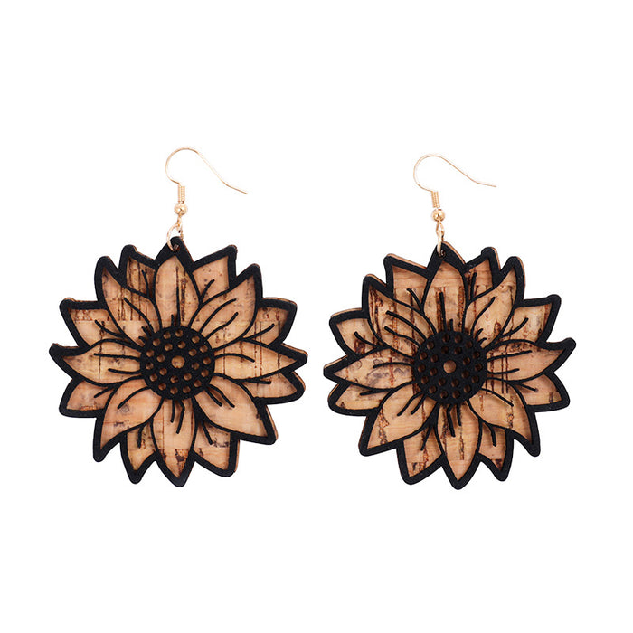 Wholesale Earrings Cork Leather Western Bull Head Sunflower Leaves Butterfly Wings 2 Pairs JDC-ES-HeYi092