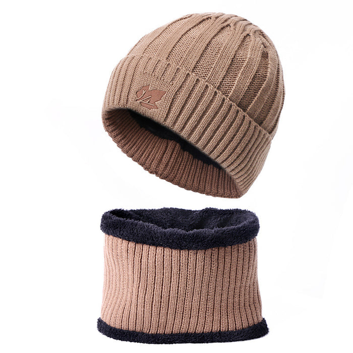 Wholesale Hat Wool Men's Fleece Warm Knitted Neck 2-Piece Set JDC-FH-Rongz006