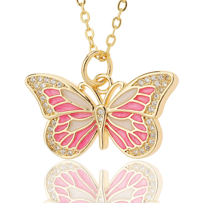 Jewelry WholesaleWholesale Jewelry Drop Oil Painted Butterfly Pendant Necklace JDC-NE-HX019 Necklaces 鸿玺 %variant_option1% %variant_option2% %variant_option3%  Factory Price JoyasDeChina Joyas De China