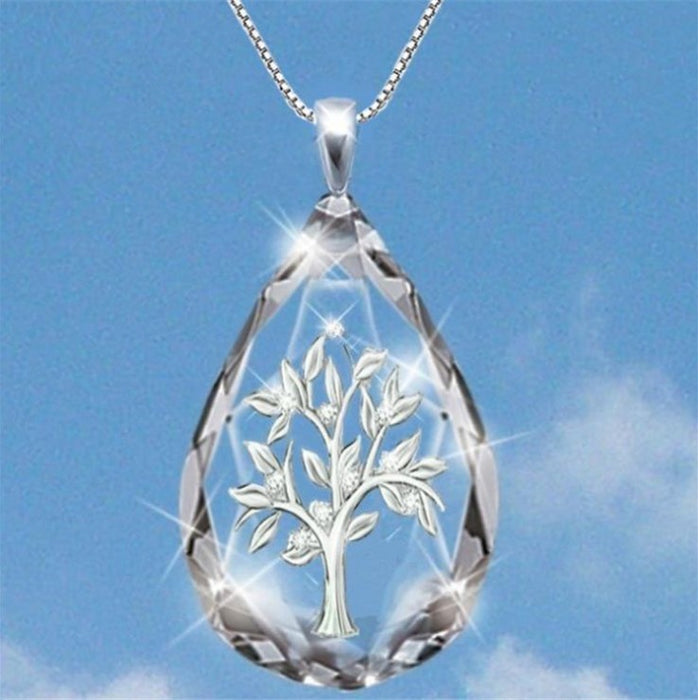 Wholesale Water Drop Glass Jesus Dolphin Tree of Life Alloy Necklace MOQ≥2 JDC-NE-ZiB016