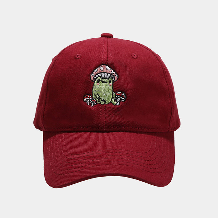 Wholesale Cartoon Frog Mushroom Embroidery Cotton Baseball Cap MOQ≥2 JDC-FH-LvYi013