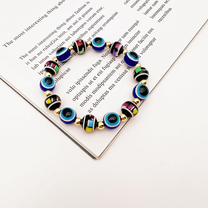 Wholesale Christmas Colorful Blue Eyes Stretch Bracelet MOQ≥2  JDC-BT-QingH003