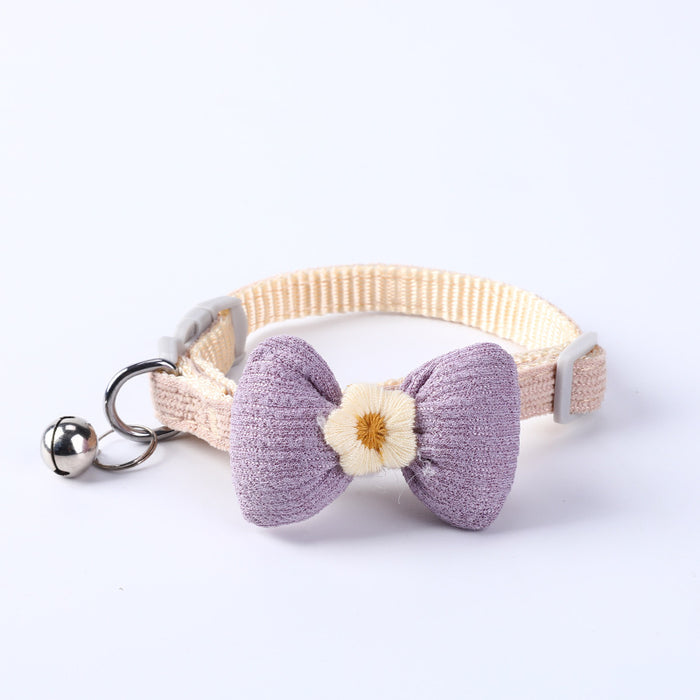 Wholesale Adjustable Polyester Pet Bow Cat Decorative Collar MOQ≥2 JDC-PD-LeC001