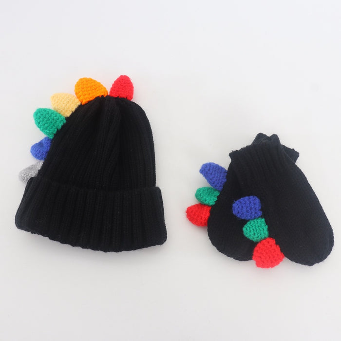 Wholesale Gloves Wool Children's Cartoon Dinosaur Knitted Hat 2 Piece Set MOQ≥2 JDC-GS-JunC003