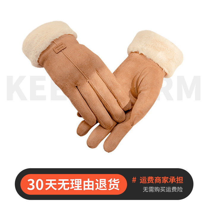 Wholesale Gloves Suede Warm Thick Hair Touch Screen JDC-GS-ZhuX001