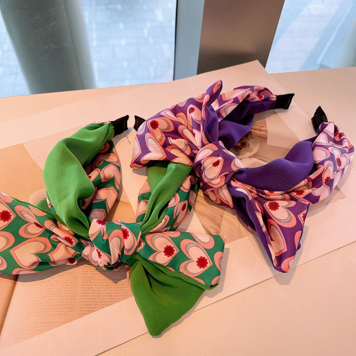 Wholesale Headband Bow Love Heart Fabric JDC-HD-HuaJ014