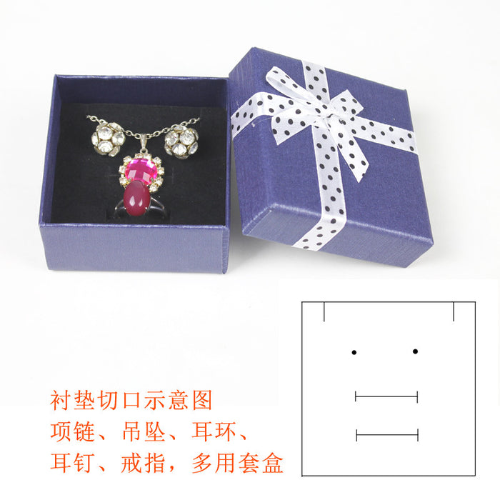 Wholesale Ring Box Bow Bead Pendant Necklace Stud Earring Box Jewelry Packaging Box JDC-JP-Haoke004