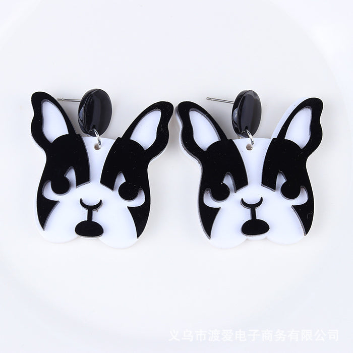 Wholesale Cartoon Cat Series Acrylic Personality Print Earrings MOQ≥2 JDC-ES-DUAI016