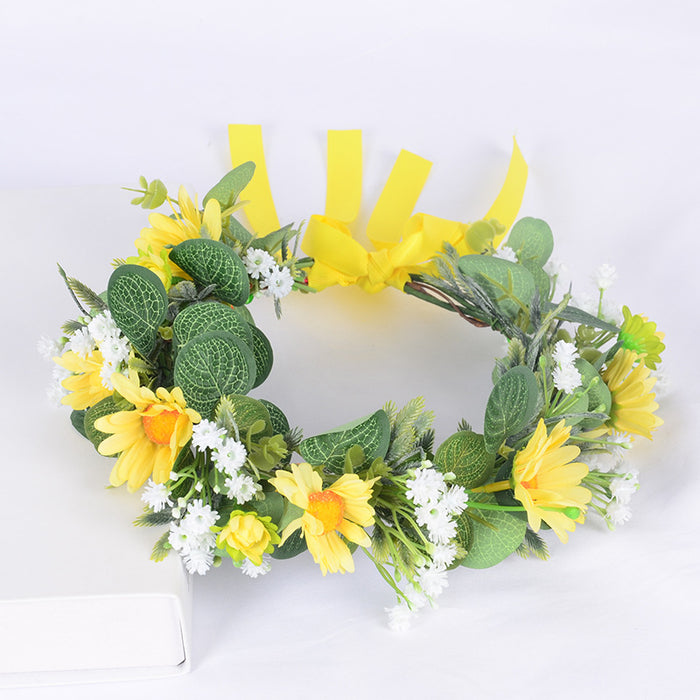 Wholesale Headband Fabric Simulation Gypsophila Eucalyptus Eucalyptus Leaf Garland JDC-HD-WeiH001