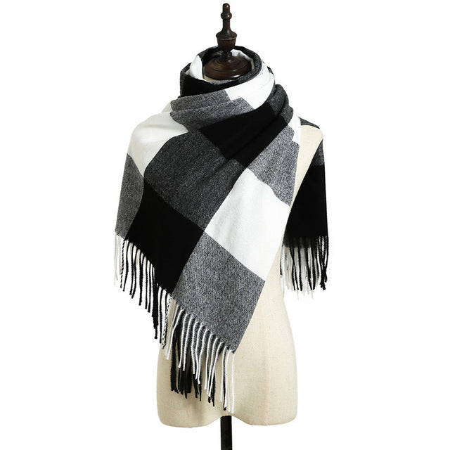 Wholesale Scarf Imitation Cashmere Plaid Thickened Warm Long Scarf JDC-SF-Randai001