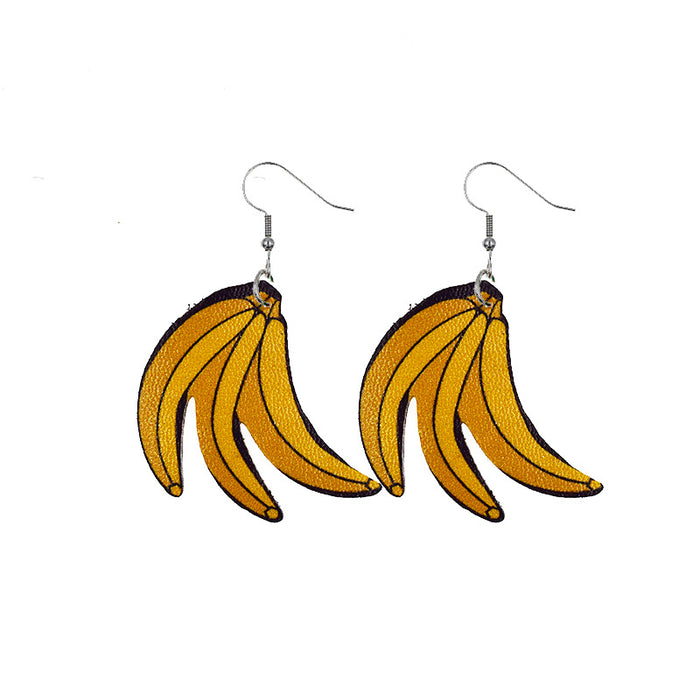 Jewelry WholesaleWholesale Hawaiian Fruit Pineapple Watermelon Lemon Cherry PU Leather Earrings MOQ≥2 JDC-ES-Chengy015 Earrings Chengy %variant_option1% %variant_option2% %variant_option3%  Factory Price JoyasDeChina Joyas De China