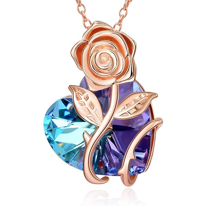 Wholesale Rose Twining Love Crystal Necklace JDC-NE-XunO055