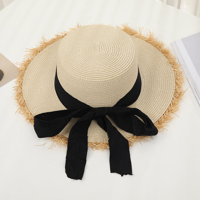 Jewelry WholesaleWholesale Summer Ladies Sunscreen Straw Hat Bow Holiday Beach Hat JDC-FH-GuoD003 Fashionhat 国冬 %variant_option1% %variant_option2% %variant_option3%  Factory Price JoyasDeChina Joyas De China