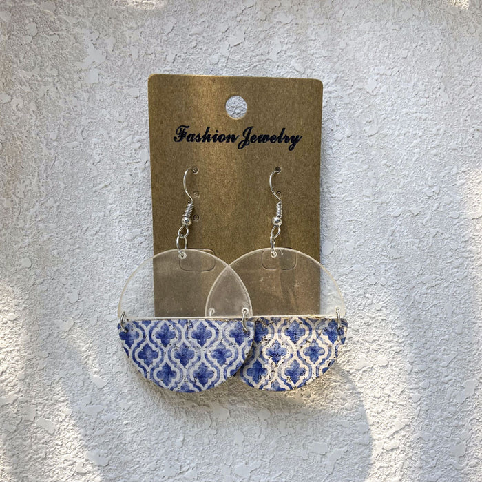 Wholesale Blue Plaid Acrylic Earrings JDC-ES-YiD010