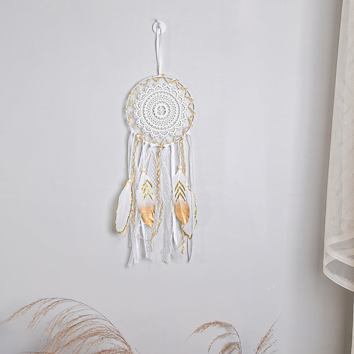 Wholesale Gold Feather Lace Home Dreamcatcher Wall Hanging Wall Decoration MOQ≥2 JDC-DC-MengS034