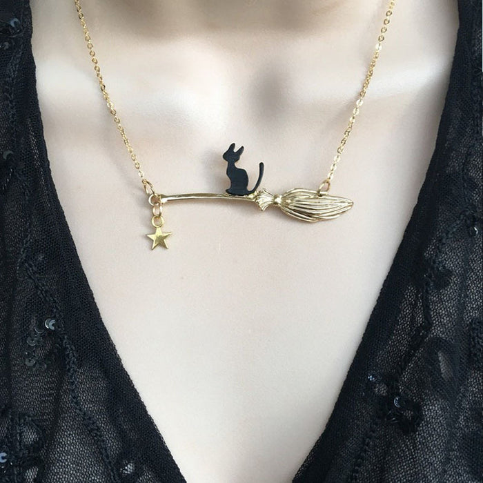 Wholesale Necklace Alloy Halloween Cute Black Cat MOQ≥3 JDC-NE-YuanY001