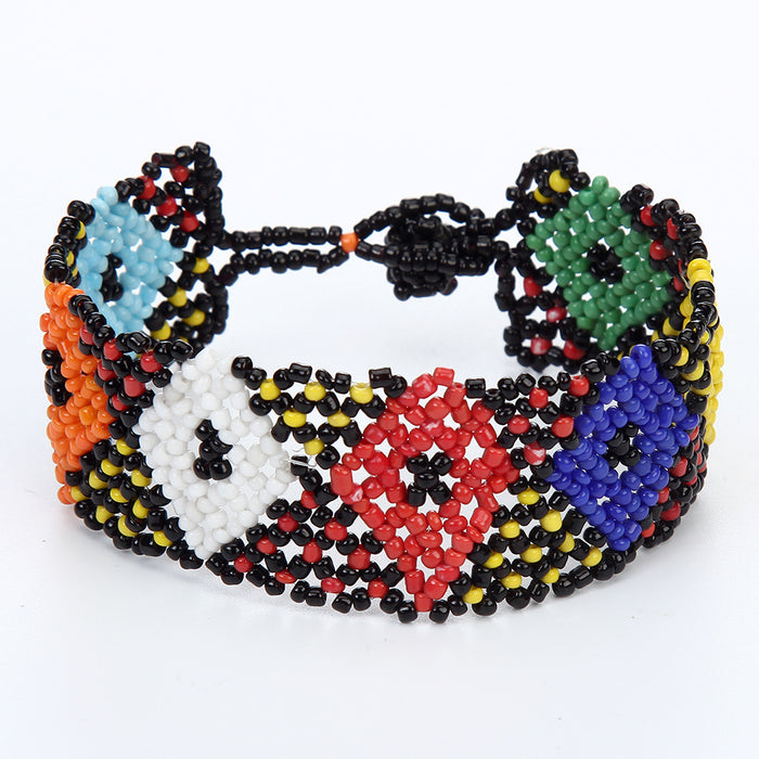 Wholesale rice bead mixed color  hand woven ethnic style bracelet JDC-BT-ZheQ019